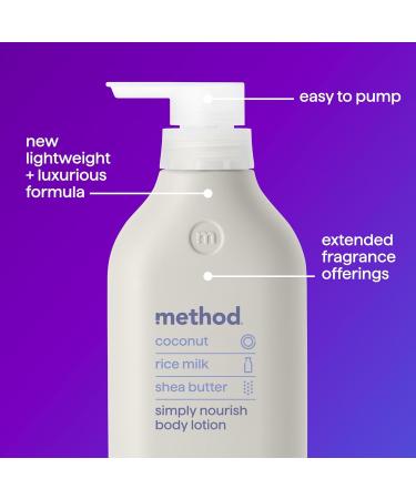 Method Body Lotion - Simply Nourish Coconut & Rice Milk + Shea Butter | 24 Hour Moisture | 14 oz - International Shipping Available - Buy Online on GoSupps.com