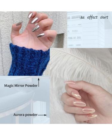 Nail Mirror Powder 6 Colours Manicure Chrome Glitter Pigment with Eyeshadow Sticks Golden  - Buy Online on GoSupps.com