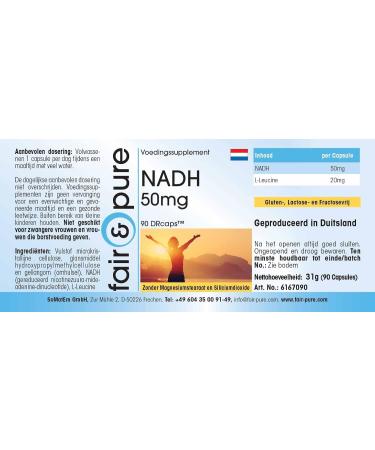 Fair & Pure - NADH 50mg - vegan - 90 DRcaps  - Buy Online on GoSupps.com