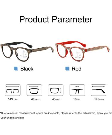 Bezax Retro Round Frame Wooden Grain Reading Glasses | Blue Light Protection +1.0 to +3.0 | Stylish Presbyopia Eyewear - Buy Online on GoSupps.com