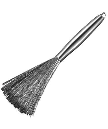 Stainless Steel Wire Pot Brush Pot Scrubber Brush with Long Handle Dishwashing Brush Household Cleaning Tool for Kitchen