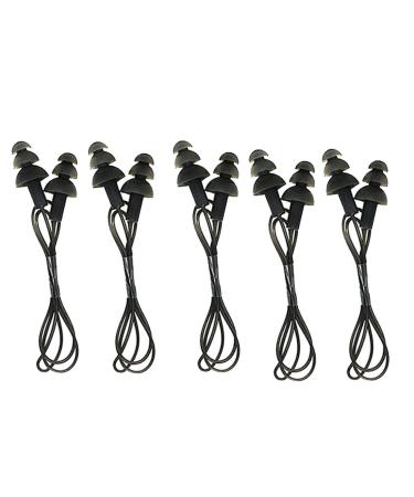 CTKcom 5 Pcs Silicone Gel Soft Earplug Corded String Ear Plugs for Swimming Pack of 5 Black (Black)