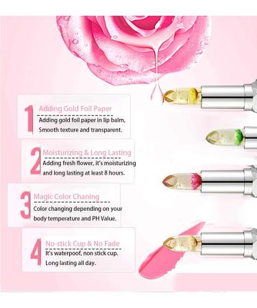 3 Pieces Magic Crystal Lipstick with Flower | Beexy Waterproof Color-Changing Lip Balm | Jelly Lips - Shop Now! - Buy Online on GoSupps.com