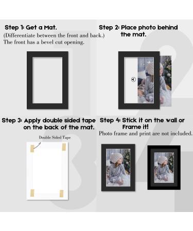 Pack of 25 Acid-Free Black Pre-Cut 5x7 Picture Mats for 4x6 Photo - White Core Bevel Cut Frame - 25-Pack Black Mats - Buy Online on GoSupps.com