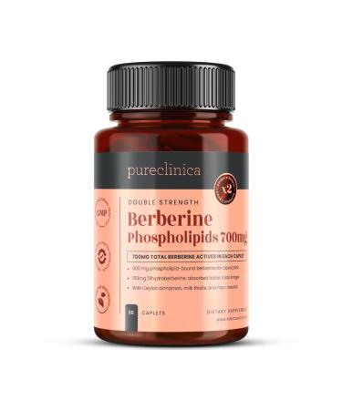 pureclinica Double Strength Berberine Complex 700mg Active Berberine Dihydroberberine Ceylon Cinnamon Milk Thistle 60 Caplets High Absorption 2 Month Supply