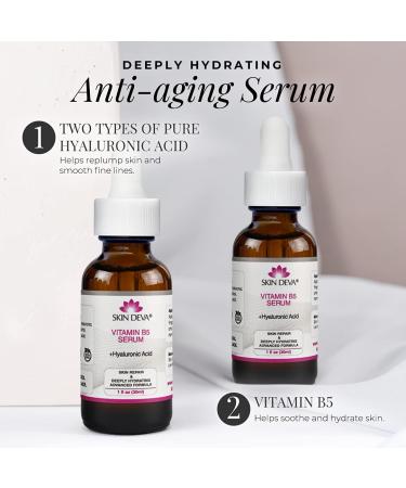 SKIN DEVA Vitamin B5 + Hyaluronic Acid Serum - Revitalize and Heal Skin with B5, Perfect for Sunburns, Allergic Reactions, and Insect Bites - Buy Online on GoSupps.com