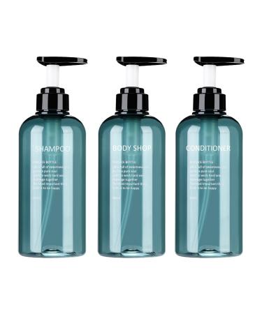 GUSENGO 3 pieces of empty pumping plastic shampoo bottles - 300 ml / 500 ml refillable bottle of travel donor bottles Lotion container for essential oils lotions shampoo rinsing blue