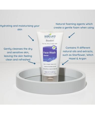 Salcura Bioskin Face Wash - Gentle Cleanser for Dry, Itchy & Sensitive Skin 150ml - Buy Online on GoSupps.com