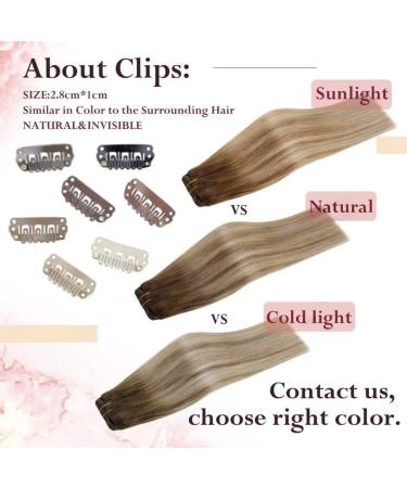Easyouth Brown to Blonde Balayage Clip in Hair Extensions - 20 Inch, 70g - 5Pcs Double Weft Ombre Human Hair Clips (#3/8/22) - Buy Online on GoSupps.com