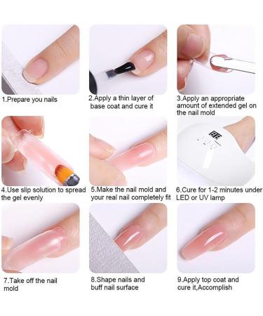 Sunshineface Nail Extension Kit 3 Colors Extension Gel with Nail Lamp Base Top Coat Slip Solution for Beginners Nail Art DIY - Buy Online on GoSupps.com