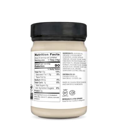 Chosen Foods Vegan Avocado Oil Mayo - 100% Pure Plant-Based, Gluten-Free, Non-GMO - 12 Oz - Buy Online on GoSupps.com