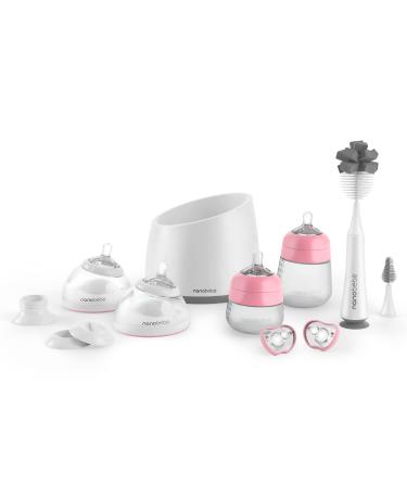 Nanobebe Baby Bottle Complete Starter Set for Breast Milk and Formula Anti Colic Baby Shower for Newborn Infant and Baby - Pink Pink Feeding Set - Buy Online on GoSupps.com