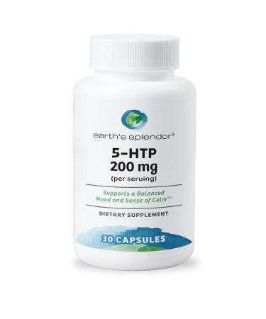 Earth's Splendor 5-HTP Dietary Supplement for Men & Women Supports a Balanced Mood & Aids in Stress Support Provides Sense of Calm No Artificial Preservatives Color or Flavor Non-GMO 100 MG