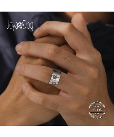 Joyadog Ladies Ring with Dog & Cat Paw Design - 10mm Wide Comfort Fit | Unique Pet Lover Jewelry - Buy Online on GoSupps.com