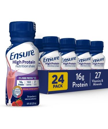 Ensure Liquid Clear Nutrition Drink 0g fat 8g of protein Blueberry Pomegranate 10 Fl Oz (Pack of 12) Bottle gluten free & Ensure High Protein Strawberry Nutrition Shake 24 Pack - Buy Online on GoSupps.com