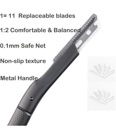 Premium Metal Eyebrow Razor Replacement Blades for Men & Women - Facial Hair Trimming Blades for Mustache & Lip Hair (Black) - Buy Online on GoSupps.com