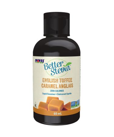 NOW Foods BetterStevia English Toffee Flavour Zero-Calorie Liquid Sweetener Keto Friendly Suitable for Diabetics No Erythritol 60ml