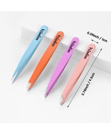 Velodios Professional Precision Tweezers Set for Men and Women - Pointed and Slant Tweezers for Eyebrows, Facial Hair, Ingrown Hair Removal - Stainless Steel Multi-color Tweezer Kit - Buy Online on GoSupps.com