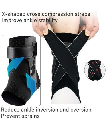 Ankle Support Brace with PE Stabilizers - Non-Slip Breathable Material, X-Strap for Sports Injury Recovery | Ankle Sprain Compression, Achilles Tendon Foot Pain Relief | XL Black - Buy Online on GoSupps.com