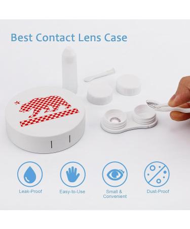 California Checker Bear Flag Contact Lens Case - Portable Round Storage Box with Mirror for Travel & Daily Use - Buy Online on GoSupps.com