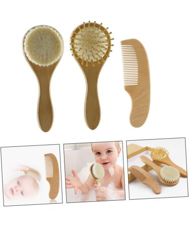 FOMIYES 3pcs Bath Brush Set for Kids | Baby Grooming Kit with Shower Pouf Brush and Comb - Buy Online on GoSupps.com