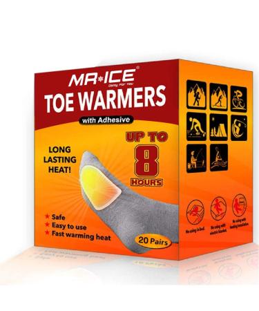 MR.ICE Toe Warmers and Insole Feet Warmers and Body Warmers - Disposable with Adhesive Back Warmers - Air Activated Heating Patch - Long Last to 8 Hours Hot Warmers Toe Warmers 20 Pairs