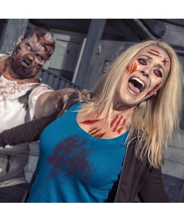 Zombie Halloween Makeup Kit - 11 Sheets, 67 Scars Tattoos, Fake Blood, Vampire Makeup - Safe for Kids - Buy Online on GoSupps.com