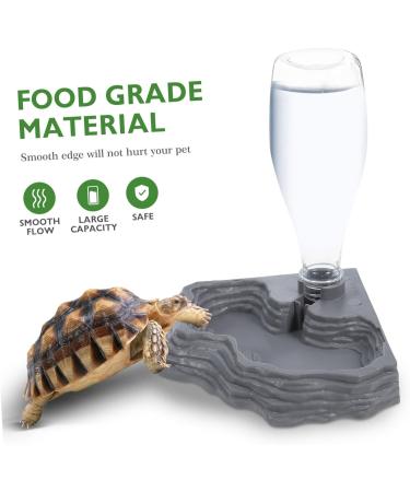 POPETPOP Reptile Water Feeder - Automatic Water Dispenser Waterer Feeding Accessories for Turtle Frog Bearded Dragons Lizards Geckos for Terrarium Tank - Grey - Buy Online on GoSupps.com