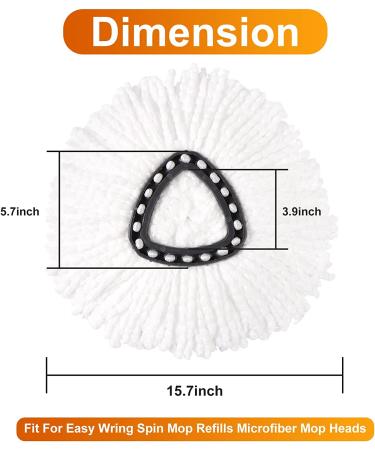DTOPNIOR 3 Pack Microfiber Spin Mop Head Replacement - Easy Cleaning Refills for Floor Mops - Compatible with EasyWring 1 Tank System - 3 Pack White - Buy Online on GoSupps.com