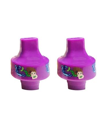 Mermaid Sippy Top Kid Universal Bottle Adapter fits Most Water Bottles (2-Pack) Purple With Mermaid