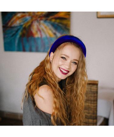 UCUNJIA Blue Round Velvet Headband | 1.8cm Thick Crown Hair Accessory for Women - Stylish & Comfortable - Buy Online on GoSupps.com