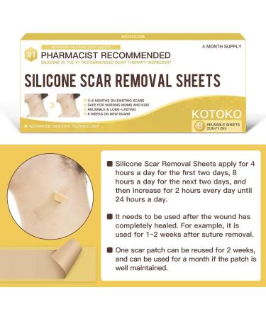 Professional Silicone Scar Removal Sheets - Box of 8, Reusable & Washable - for Scars, Keloids, Burns & Surgery - 5.9x1.6 - Effective Keloid Scar Removal Patch - Buy Online on GoSupps.com