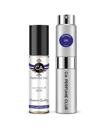 CA Perfume Duo Impression of Don For Women & Men Sprayer + Body Oil Roll-On Bottles 0.27 Fl Oz+0.33 Fl Oz
