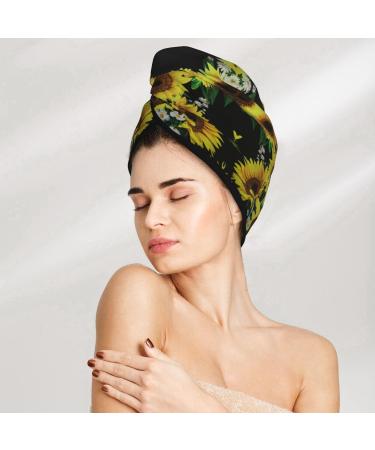 Sunflower Coral Velvet Dry Hair Cap | Perfect for Home Travel Pool Parties & Beach Days - Buy Online on GoSupps.com
