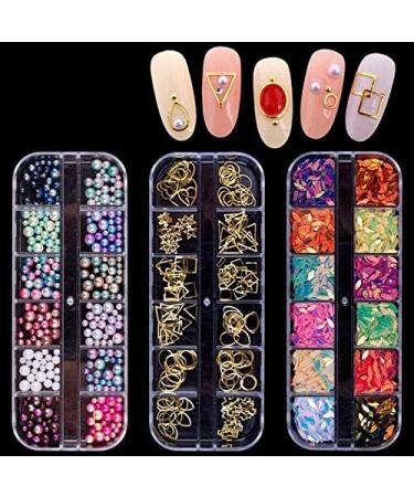 Beifenl 3D Shape New Nail Clear Nail Pearl Diy Nail Art Decorations Rhinestone Manicure Tools 12# Marine Style Series - Buy Online on GoSupps.com