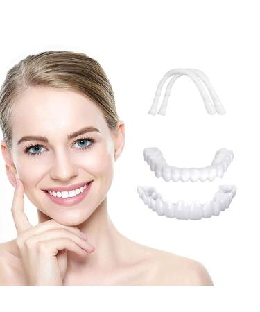 2 PCS Denture Teeth Temporary Fake Teeth Snap On Veneers  Snap in Teeth for Men and Women  Cover The Imperfect Teeth  No Pain No Shot No Drilling  Fix Confident Smile (WHITE-C05)