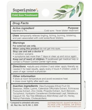 Quantum Super Lysine Plus Cold Sore Treatment - 0.25 Oz - Buy Online on GoSupps.com