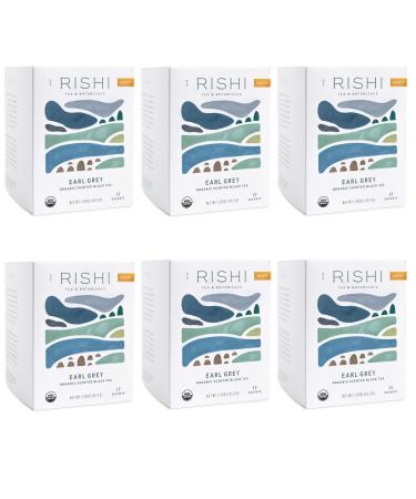 Rishi Tea Earl Grey Herbal Tea | Immune Support, Organic, Caffeinated, Black Tea, Citrus Flavors for Taste | 15 Sachet Bags, 1.75 oz (Pack of 6)