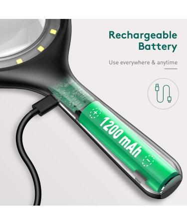 LED Magnifying Glass with Light - 60X Handheld Magnifier USB Charging 3 Modes - Ideal for Seniors Children Jewelers & Hobbies - Black - Buy Online on GoSupps.com