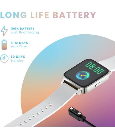 yussa Smart Watch | Latest Generation 2022 | Blood Pressure Monitor | Blood Oxygen SpO2 | Heart Rate | Sleep Monitor | IP67 Waterproof | Fitness Tracker | for Women and Men white - Buy Online on GoSupps.com