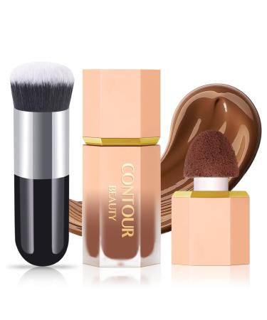 NewBang Liquid Contour Stick Soft Cream Contour Makeup Liquid Bronzer Face Concealer Matte Contouring with Cushion Applicator Long Lasting Silky Face Contour Cream Bronzer Contouring Makeup (103) 103#DARK 36 g (Pack of 2)