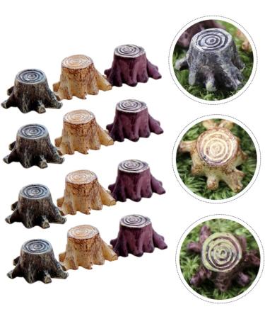 Gogogmee 12pcs Small Stump Stool Terrarium Decor Mini Garden Figurines Root Stump Ornament Retro Decor Resin - Buy Online on GoSupps.com