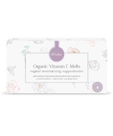 Femallay® Organic Vitamin E Vaginal Moisturizing Suppository Melts - Unscented & Unflavored - Estrogen-Free Feminine Care - Relieves Dryness, Itching, Burning, Irritation, Redness & Menopause Symptoms