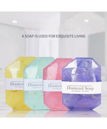 Diamond Handmade Soap - Gem-Shaped Moisturizing Essential Oil Soap with Gold Foil | Deep Cleaning Bath Soap 100G (Cologne) - International Shipping - Buy Online on GoSupps.com