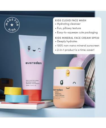 Evereden Kids Morning Skincare Set Cloud Face Wash SPF 20 Daily Face Cream Tinted Lip Oil & Headband 4-Piece Clean Routine Vegan & Dermatologist-Tested - Buy Online on GoSupps.com