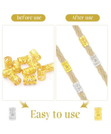 Huayue 200 Pcs Dreadlocks Pearl Metal Hair Cuffs & Clips - Vintage Braid Jewelry in Gold & Silver - Buy Online on GoSupps.com