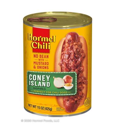 Hormel Coney Island Chili No Bean with Mustard and Onions Perfect for Chili Dogs 15 Ounce (Pack of 8)