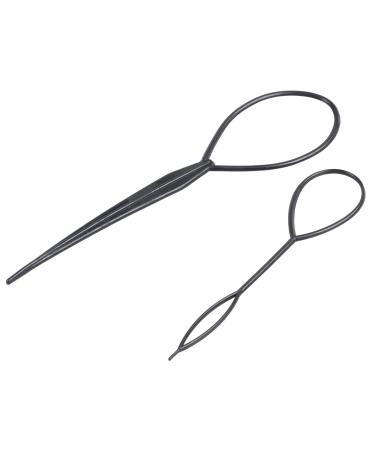 TTBD 2 Pieces Topsy Tail Hair Twister Styler Hairstyle Aid Hair Twister Loop Black