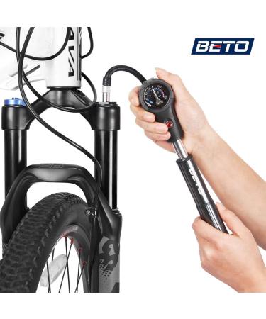 Beto MTB Bike Tire & Shock Pump - 300psi High Pressure for Rear Shock & Suspension Fork - Schrader/Presta Valve Adapter - Dial Gauge & Bleed Valve Included - Buy Online on GoSupps.com
