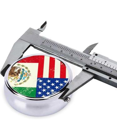 Mexican American Flag Round Pill Box - Lightweight & Moisture-Proof for Emergency Medication & Fish Oil - Buy Online on GoSupps.com